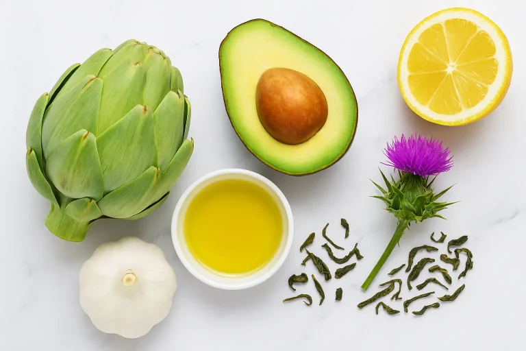 Panier de fruits et légumes frais pour nettoyer le foie naturellement